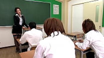 Before being admitted to a kinky hospital, the attractive Japanese tutor sucks off some of her students.