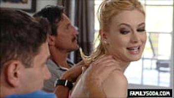 stepSon practices the stepMum is behind the step.Dad's return