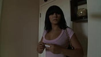 Mum, a brunette, sucking a big cock