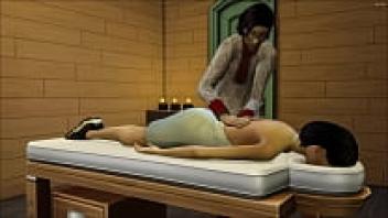 After she pays him a visit at work, Asian step massages his || Japanese and