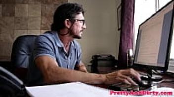 Teenage cocksucker riding a hard dick