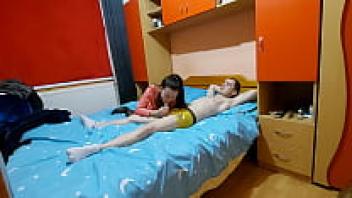 Hot brunette in stockings and her lover engage in intensely brutal sex.