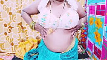 Desi bhabhi fingering her pussy and exposing her boobs. Dirty conversations in Telugu.
