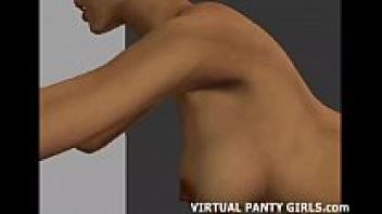 A gorgeous blonde with 3D animation massaging her hairy pussy