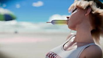 At the beach, I couldn't resist Kiriko.