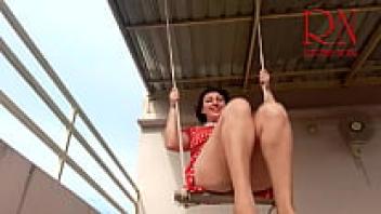 Depraved A cute housewife enjoys herself on the swing without underwear. Babe displays her flawless pussy while swinging. erotic. slow motion. Cunt in close-up. Raise your skirt. Upskirt pussy without underwear. Outside, no underwear. C 2