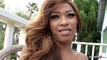 Florence Dolce, a tall, ebony girl, seduces a pretty Latina teen for lesbian sex.