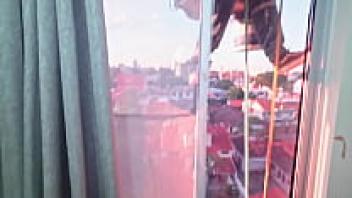 I was penetrating my stepdaughter's ass when all of a sudden a window cleaner showed up and saw us having sex. We continued to love despite her extreme nervousness and excitement. A moment of casual voyeurism. Stepdad lets the cleaner see how they're doing by opening the blinds.