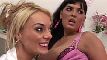 During a threeway, Jasmine Black allows Stacey Saran to put his penis in her twat.